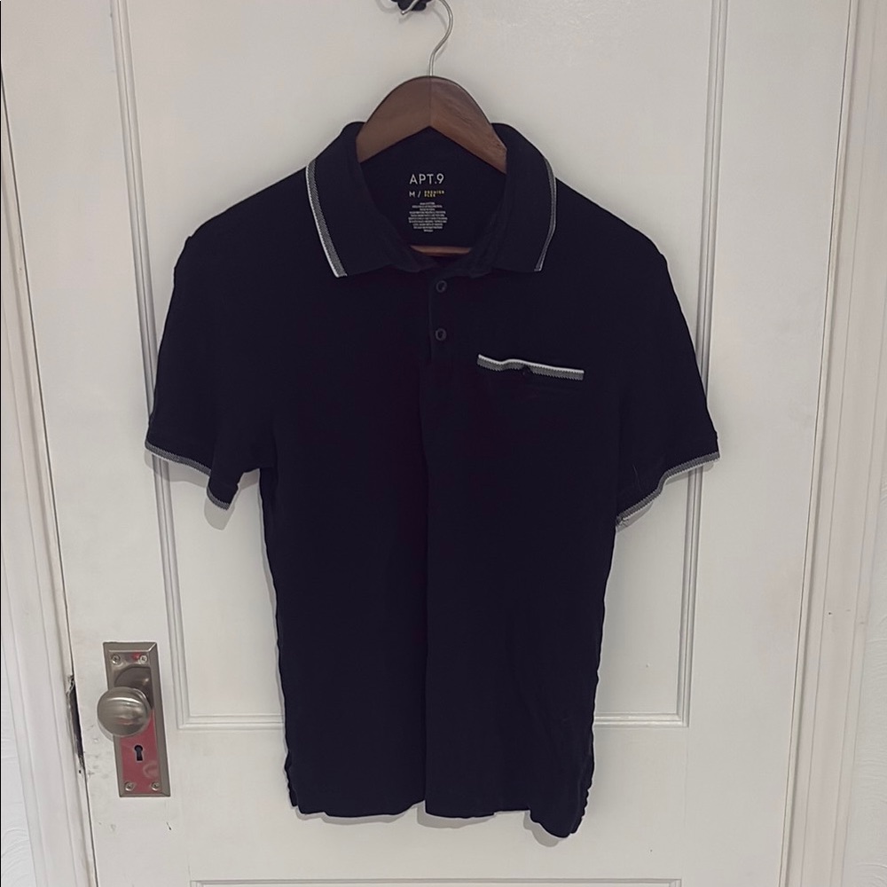 Apt. 9 Black Polo Shirt with White Trim